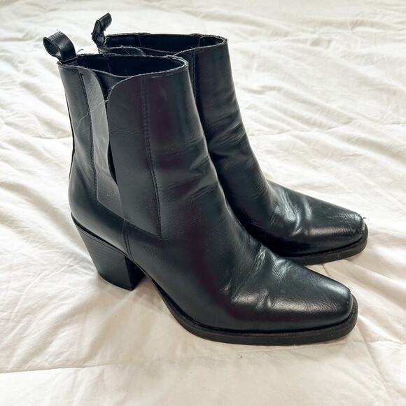 ASOS Truffle Collection Black Faux Leather Ankle Boots Point Toe Women’s Size 9 - Picture 5 of 9